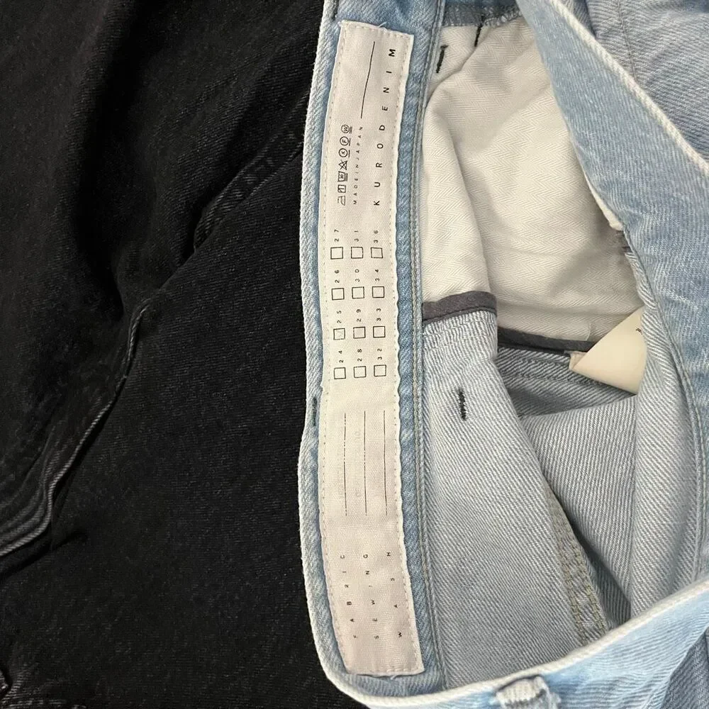 Kuro Denim Medium Wash Blue Side Stripe Wide Leg Jeans Women's Size 25